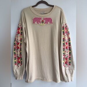 We The Free All My Heart Embroidered Long Sleeve Hearts, Flowers and Bears Tee 🔥